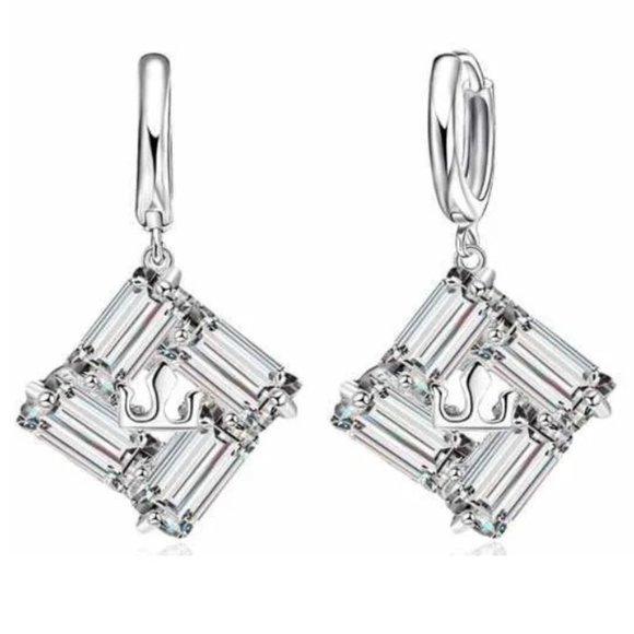 Jewelry - ❤️ 925 Sterling Silver Square Cute Earrings Love Drop Jewelry